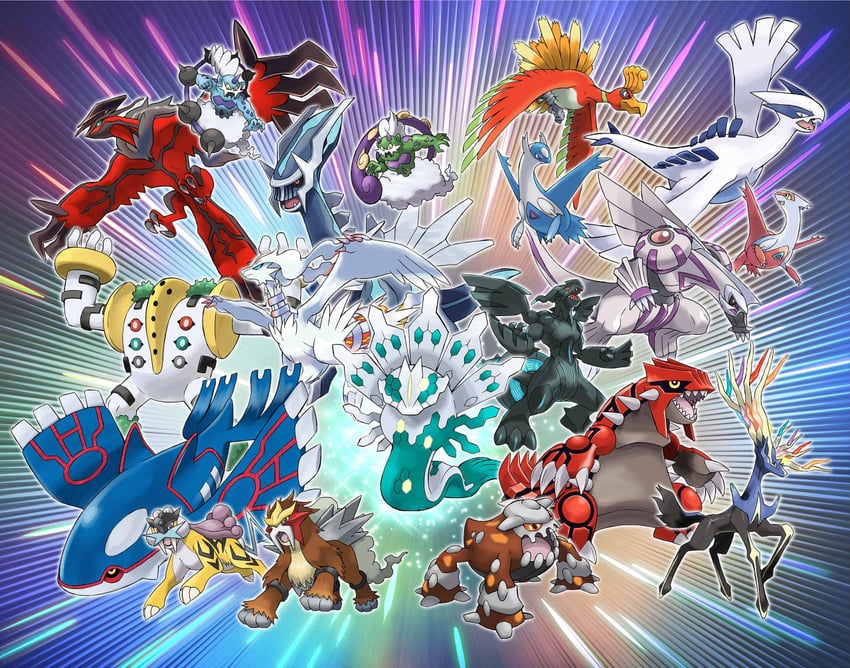 latias, latios, lugia, reshiram, ho-oh, and 14 more (pokemon) drawn by ariga_hitoshi