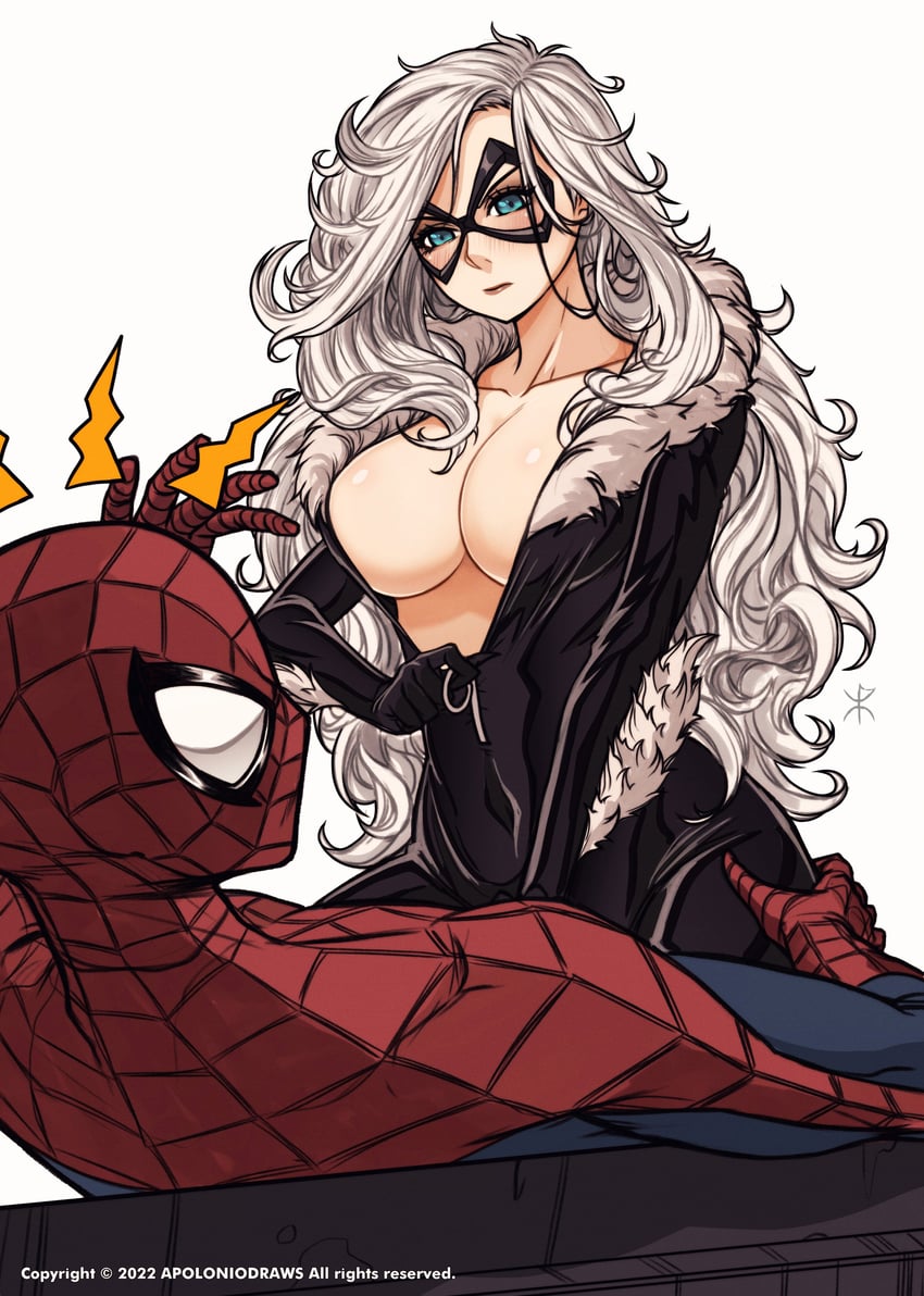 spider-man, peter parker, black cat, and felicia hardy (marvel and 1 more) drawn by apoloniodraws