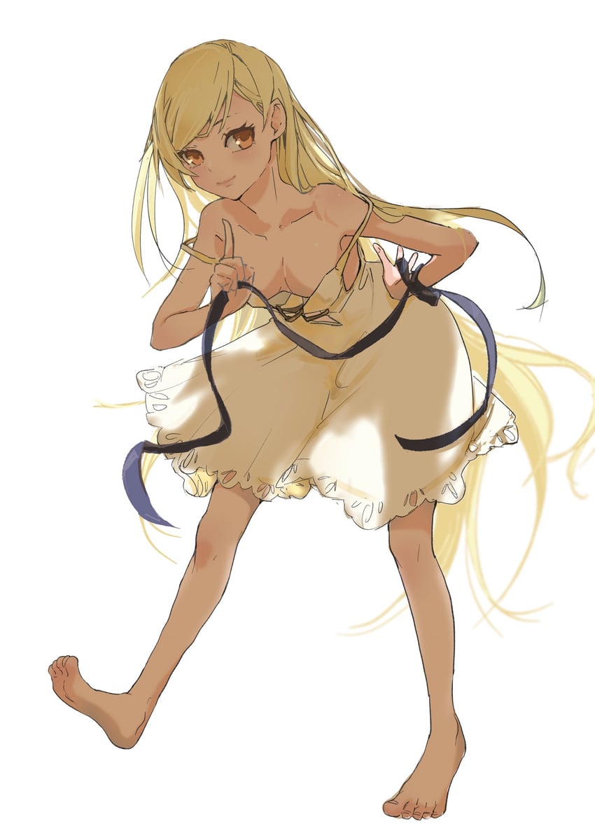 oshino shinobu and kiss-shot acerola-orion heart-under-blade (monogatari and 1 more) drawn by usa003uni