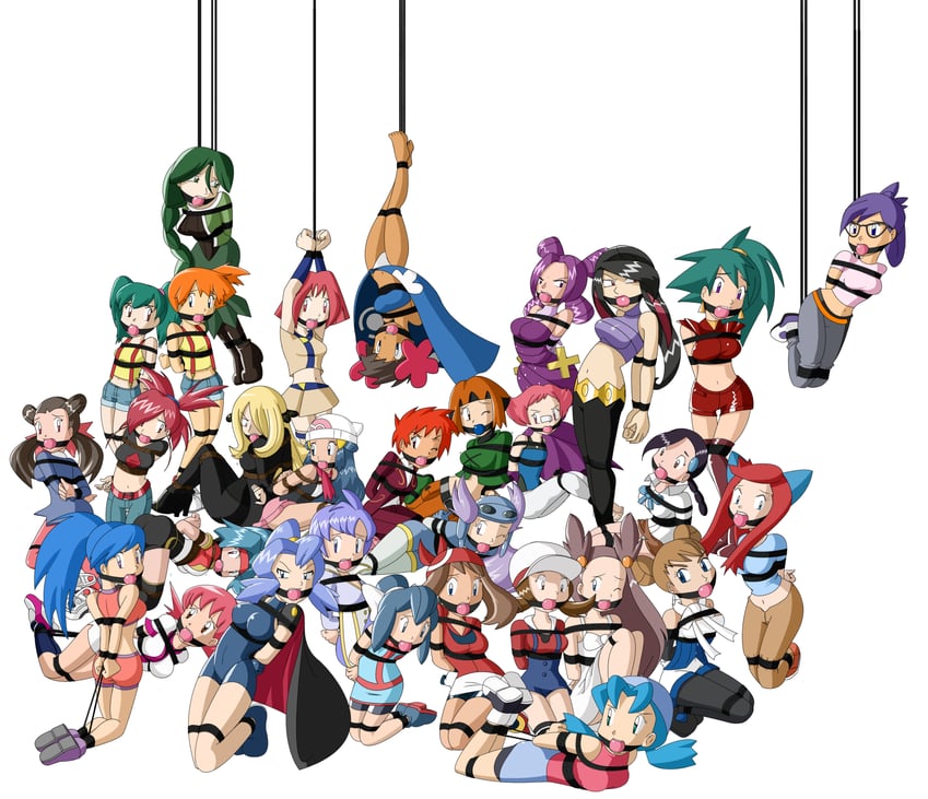 dawn, may, cynthia, misty, lyra, and 24 more (pokemon and 4 more) drawn by raya100