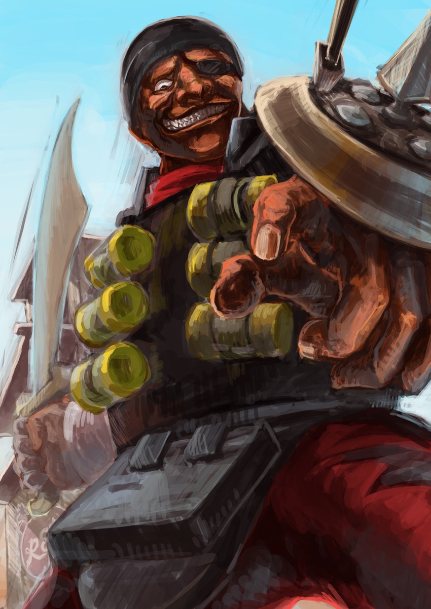 demoman and red demoman (team fortress 2) drawn by kuro_dora