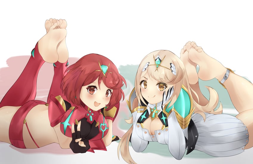pyra and mythra (xenoblade chronicles and 1 more) drawn by ethan_(33327245)
