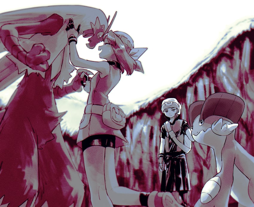 may, brendan, blaziken, and swampert (pokemon and 1 more) drawn by funabara_(sksn_herb)