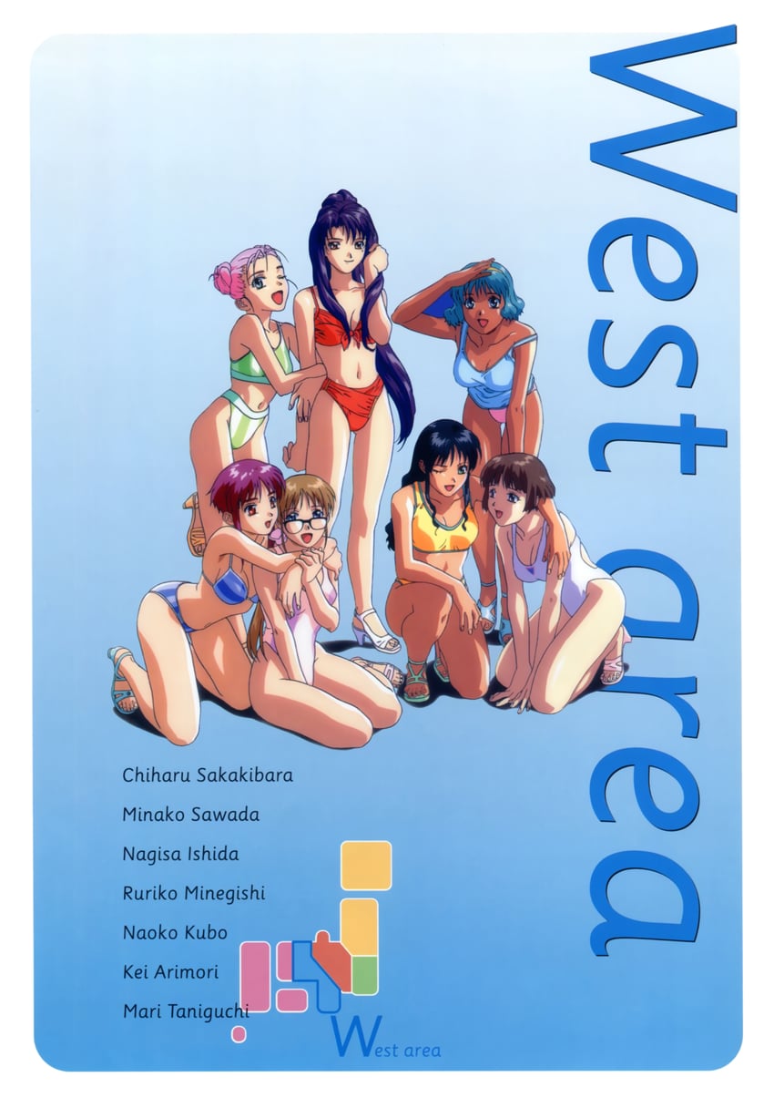 sawada minako, ishida nagisa, taniguchi mari, kubo naoko, arimori kei, and 1 more (zenkoku seifuku bishoujo grand prix) drawn by yamada_masaki