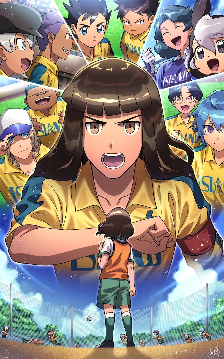 michinari tatsumi, mansaku yuuichirou, inamori asuto, hiura kirina, umihara norika, and 6 more (inazuma eleven and 1 more) drawn by dolustoy