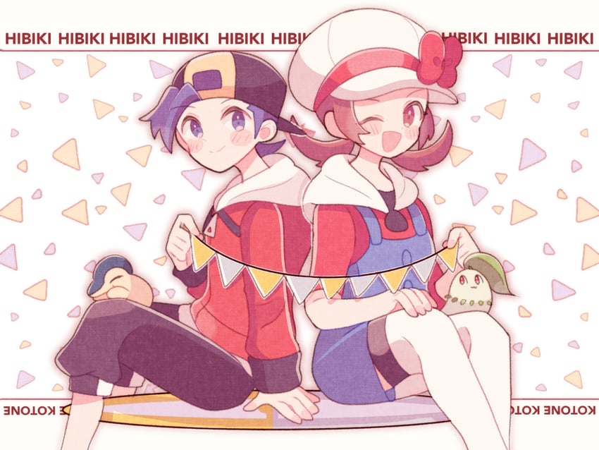 ethan, lyra, cyndaquil, and chikorita (pokemon and 1 more) drawn by kinu_(kinuhoshizora21)