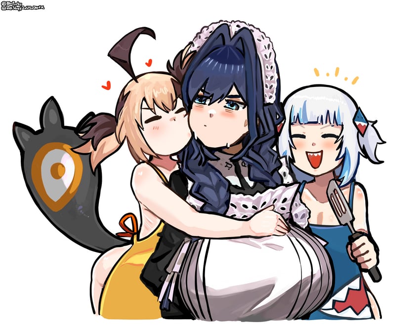 gawr gura, ouro kronii, and gigi murin (hololive and 1 more) drawn by blaparky