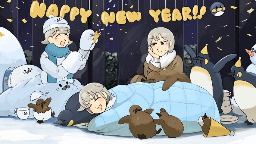 penguin keeper, seal keeper, and polar bear keeper (zookeepers) drawn by diva_(hyxpk)