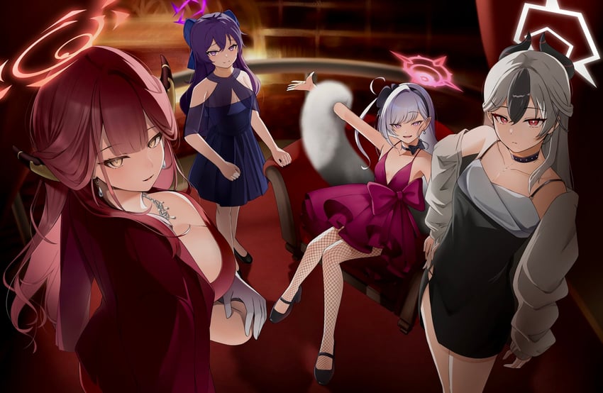 kayoko, aru, mutsuki, and haruka (blue archive) drawn by revebw