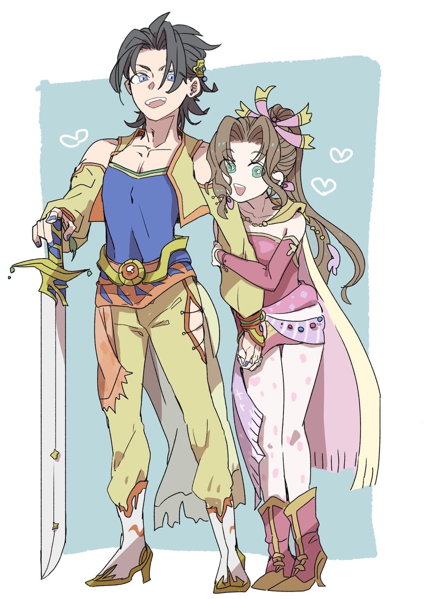 aerith gainsborough, zack fair, terra branford, and celes chere (final fantasy and 3 more) drawn by oshibainoticket