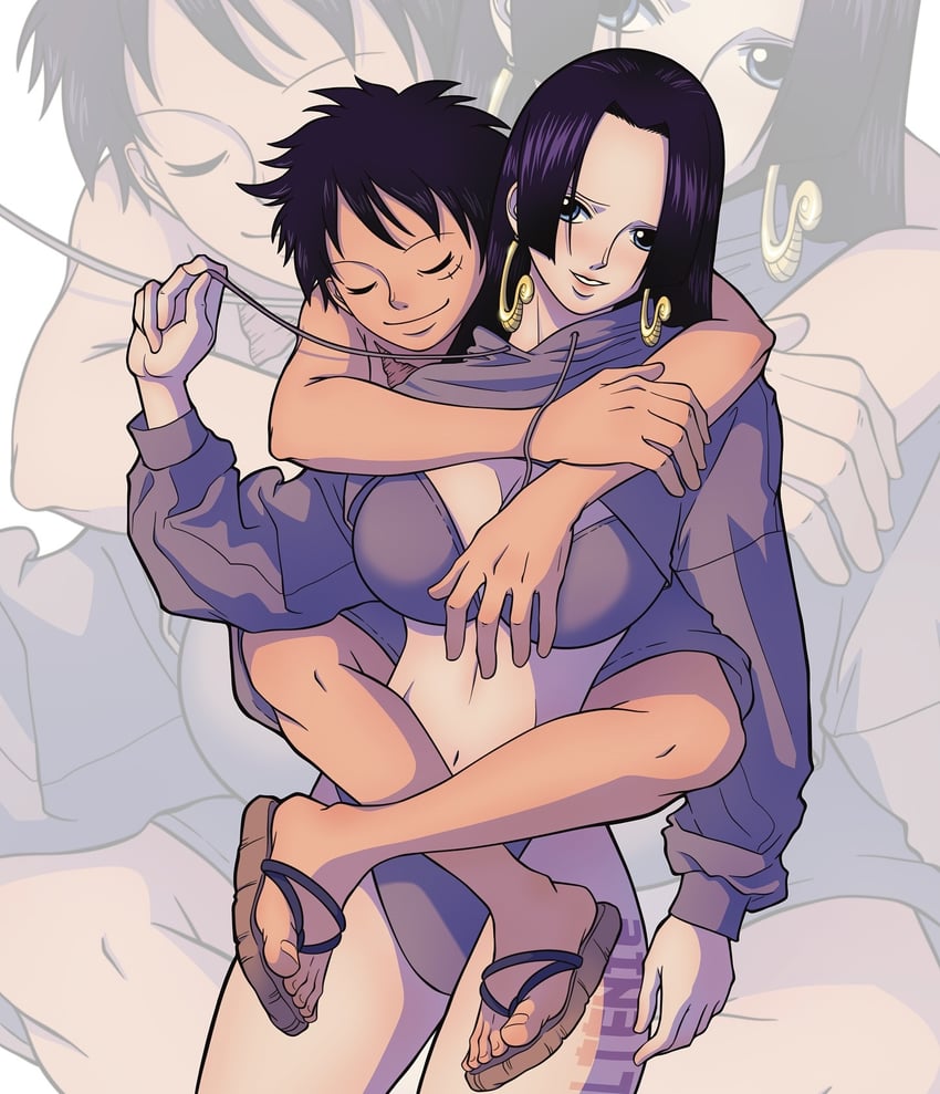 monkey d. luffy and boa hancock (one piece) drawn by ltenie
