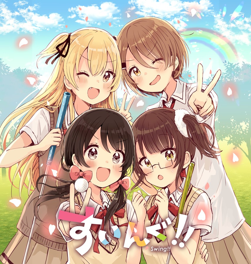 miyasato haruka, okamoto natsuhi, yokomine ibuki, and higuchi kaede (swing!!) drawn by sakura_oriko
