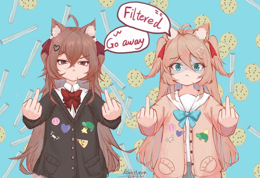 neuro-sama and evil neuro-sama (vedal ai) drawn by rabbit404
