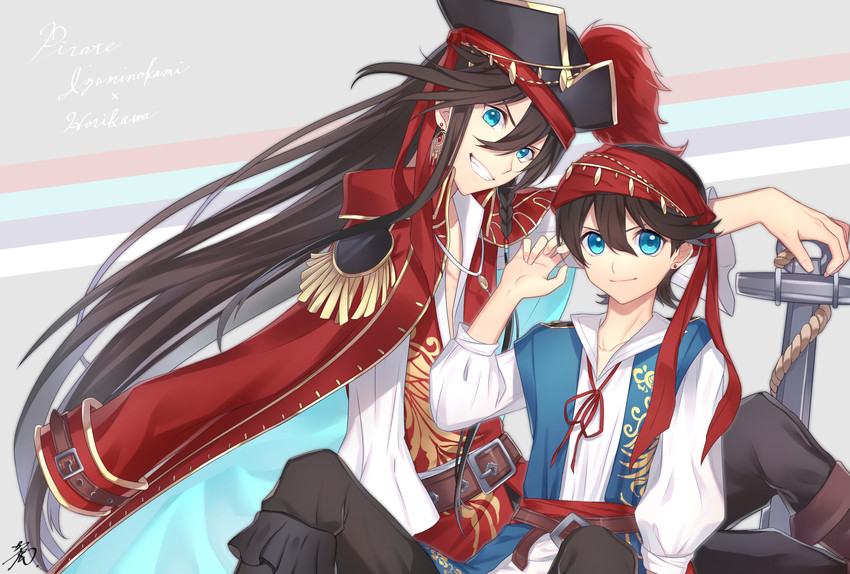 izumi-no-kami kanesada and horikawa kunihiro (touken ranbu) drawn by haizome_senri