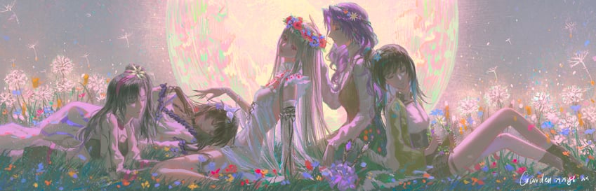 coquelic, garofano, sumire, gekkabijin, and thistle (path to nowhere) drawn by xxyt-xx