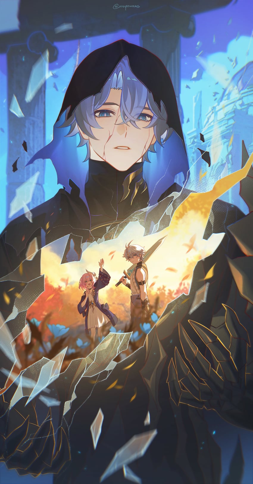phainon, cyrene, and flame reaver of the deepest dark (honkai and 1 more) drawn by weyowang