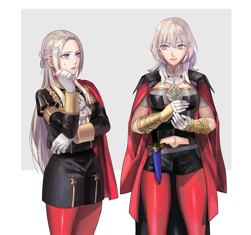 female byleth and edelgard von hresvelg (fire emblem and 2 more) drawn by ashiwara_yuu