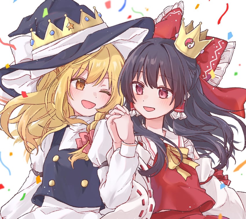 hakurei reimu and kirisame marisa (touhou) drawn by reimu_tyuki