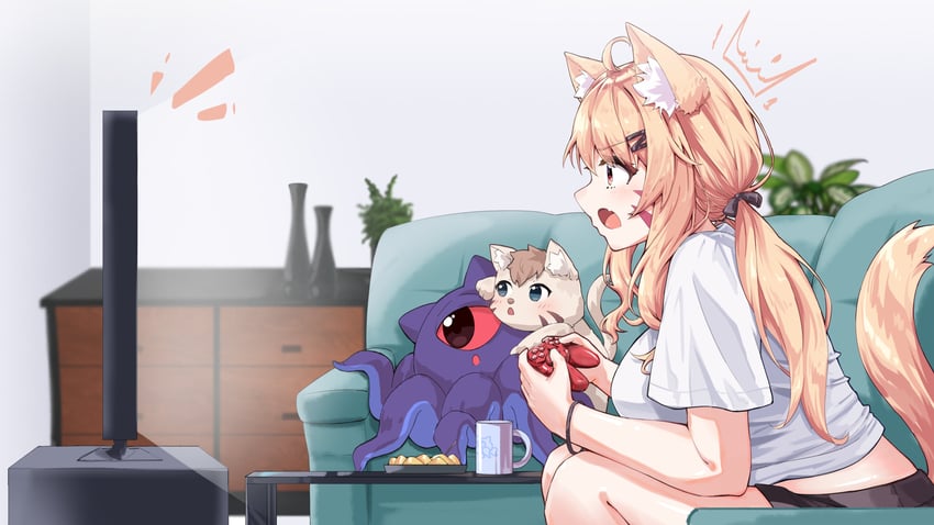 shyrei faolan, alheitrakzoth, and pokatto (indie virtual youtuber) drawn by u_da_desu