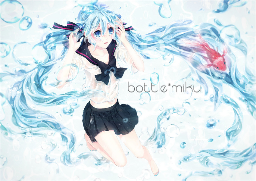 hatsune miku and bottle miku (vocaloid) drawn by momoko_(momoko14)