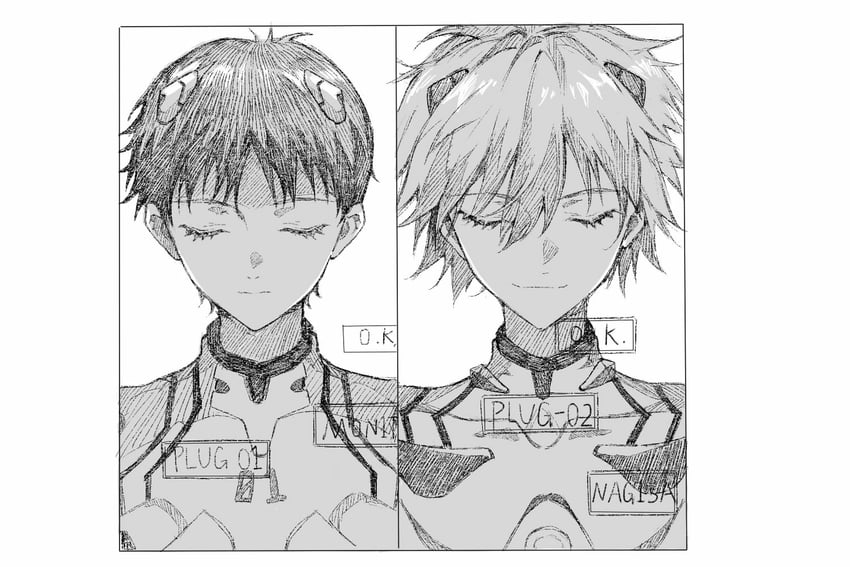 ikari shinji and nagisa kaworu (neon genesis evangelion) drawn by wan_wan_shuijiao
