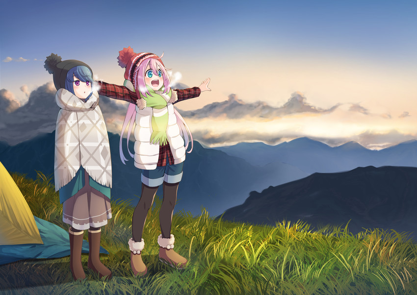 shima rin and kagamihara nadeshiko (yurucamp) drawn by joker_(tomakin524)