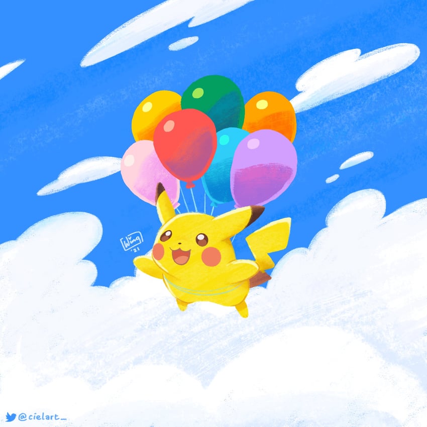 pikachu and flying pikachu (pokemon) drawn by ciel-art_(cielart)