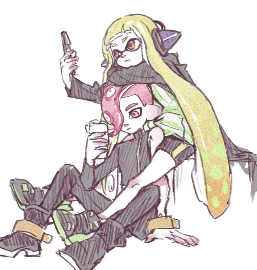 inkling player character, inkling girl, octoling player character, agent 8, octoling boy, and 1 more (splatoon and 2 more) drawn by gucandiyi52092