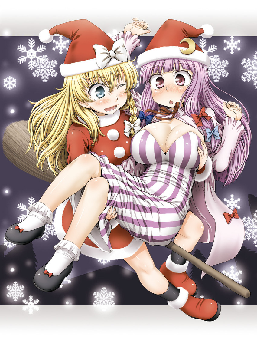 kirisame marisa and patchouli knowledge (touhou) drawn by aru_ra_une