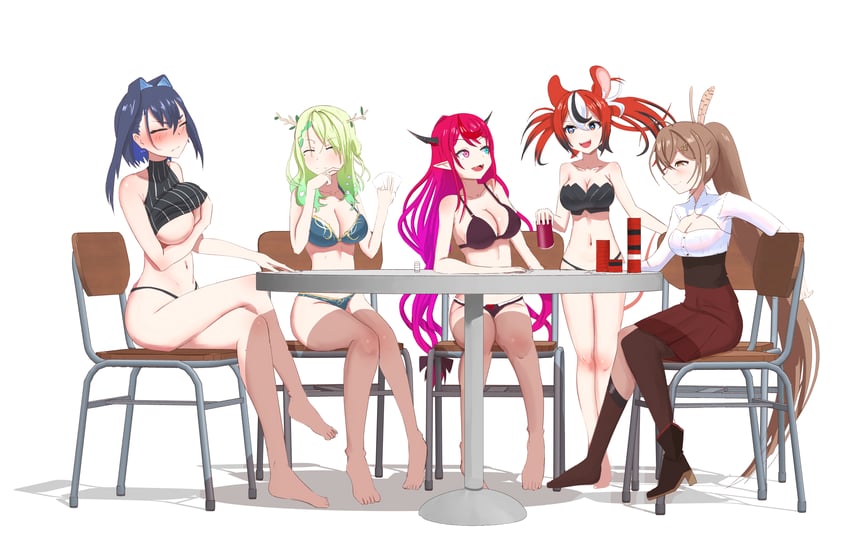 ouro kronii, nanashi mumei, hakos baelz, ceres fauna, and irys (hololive and 1 more) drawn by angelchama