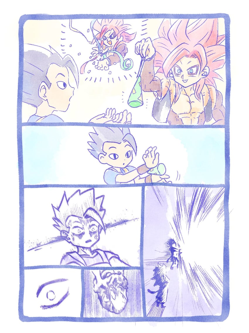 gogeta and cabba (dragon ball and 3 more) drawn by imasogari
