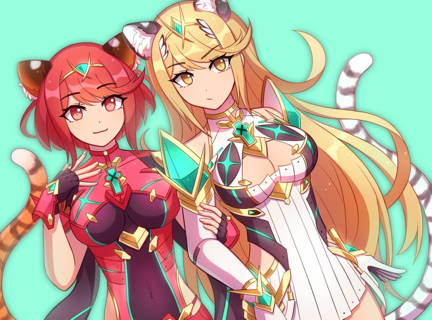 pyra and mythra (xenoblade chronicles and 1 more) drawn by enni