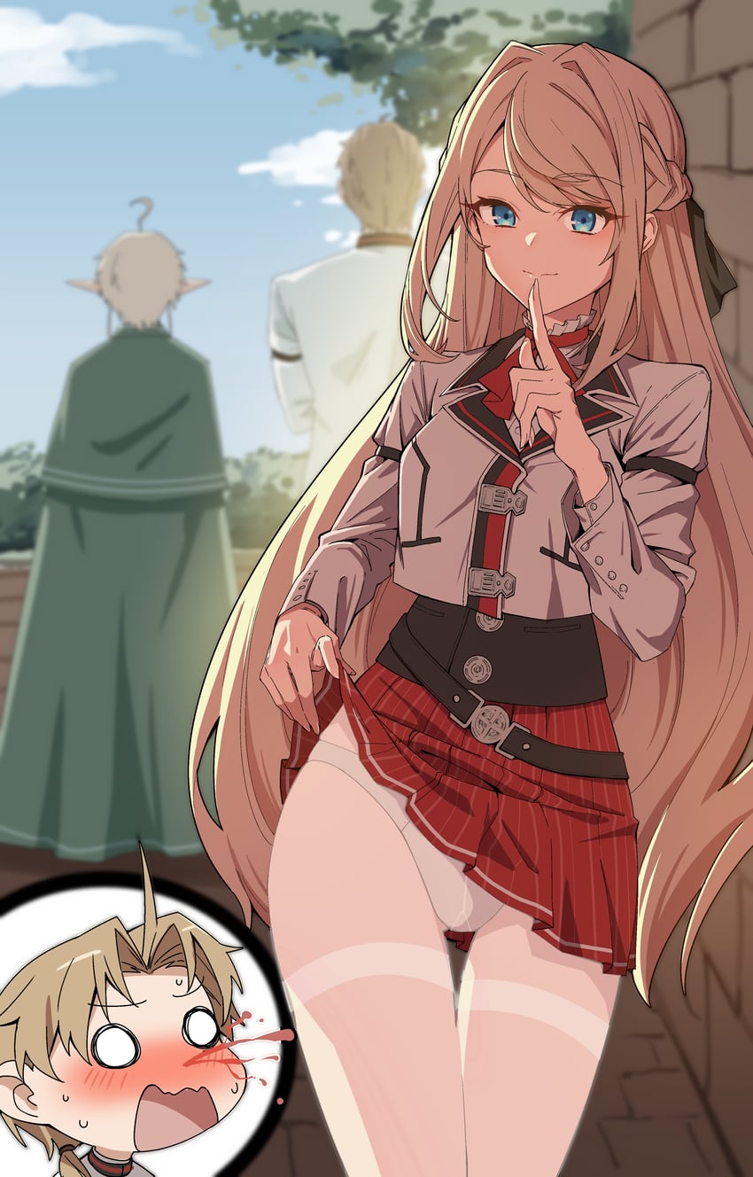 sylphiette, rudeus greyrat, ariel anemoi asura, and luke notos greyrat (mushoku tensei) drawn by chubb