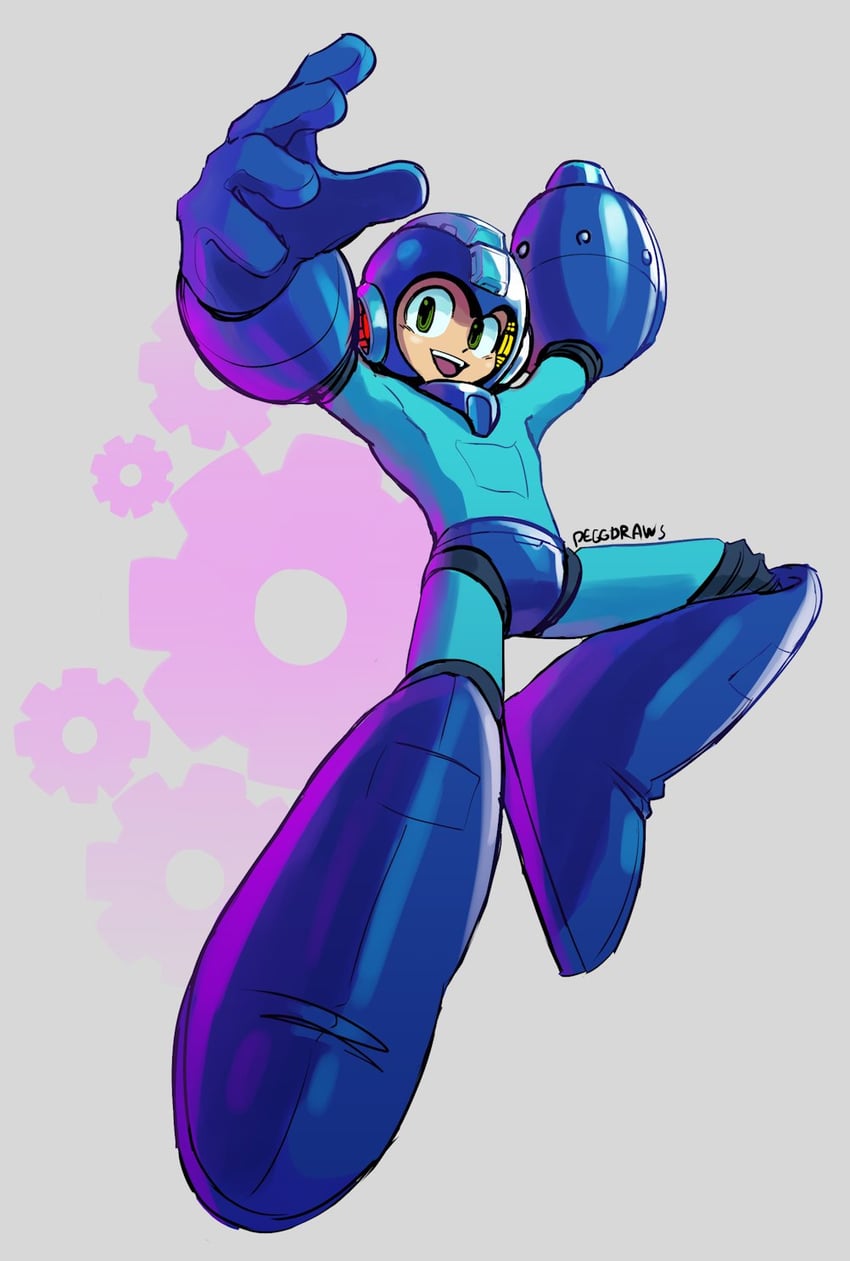 mega man (mega man and 1 more) drawn by peggdraws
