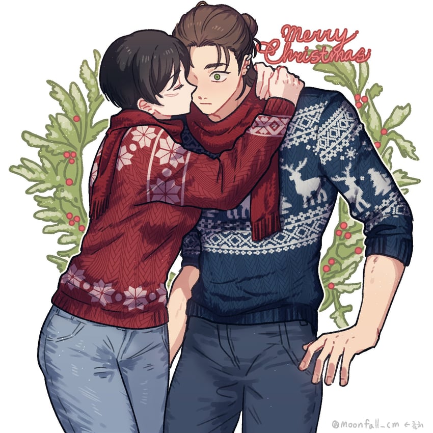 mikasa ackerman and eren yeager (shingeki no kyojin) drawn by rakji
