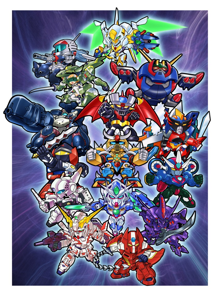 unicorn gundam, mazinger z, av-98 ingram, type 00 takemikazuchi, 00 qan[t], and 13 more (gundam and 18 more) drawn by yanagi_joe
