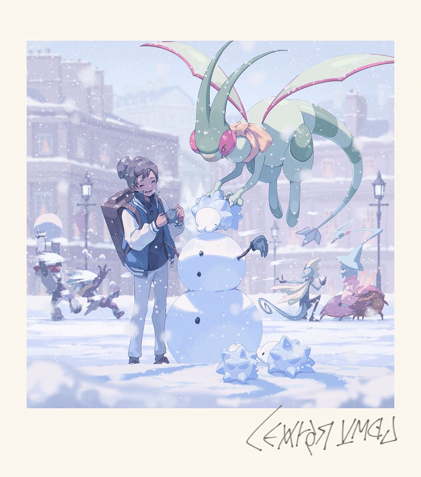victor, flygon, inteleon, hatterene, snom, and 3 more (pokemon and 1 more) drawn by cocodar