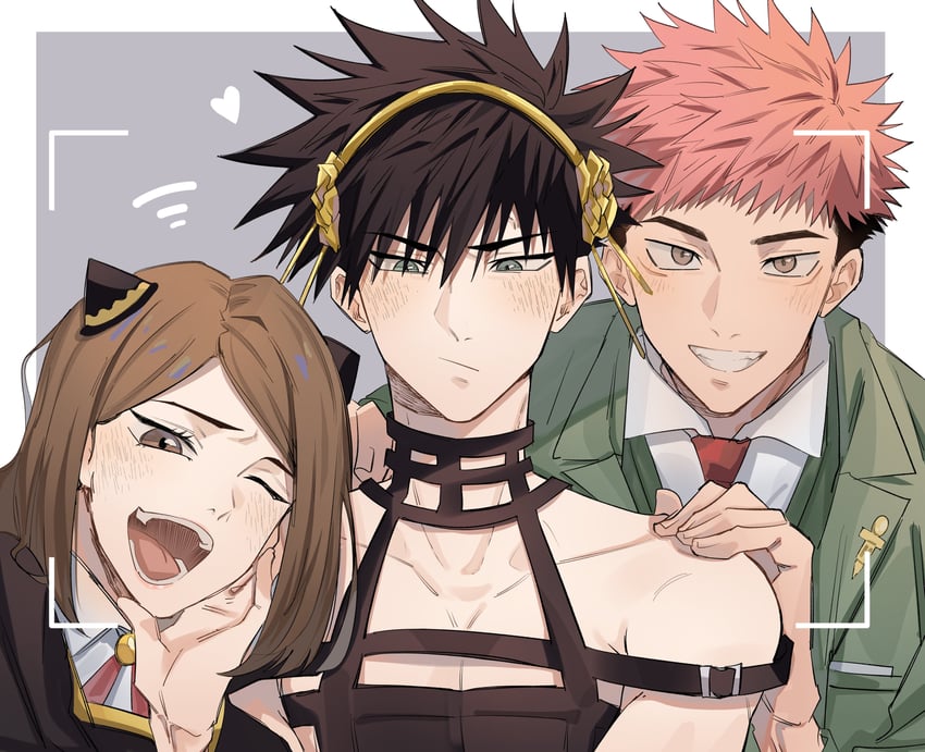 yor briar, anya, twilight, itadori yuuji, fushiguro megumi, and 1 more (jujutsu kaisen and 1 more) drawn by somwang_07