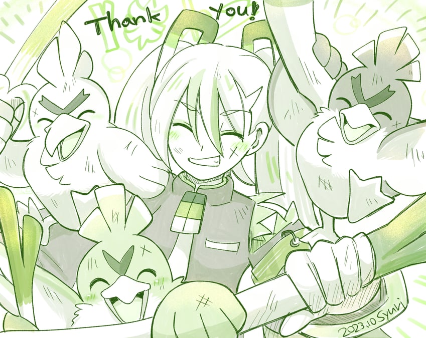 hatsune miku, sirfetch'd, farfetch'd, fighting miku, and galarian farfetch'd (pokemon and 2 more) drawn by shuri_(syurigame)