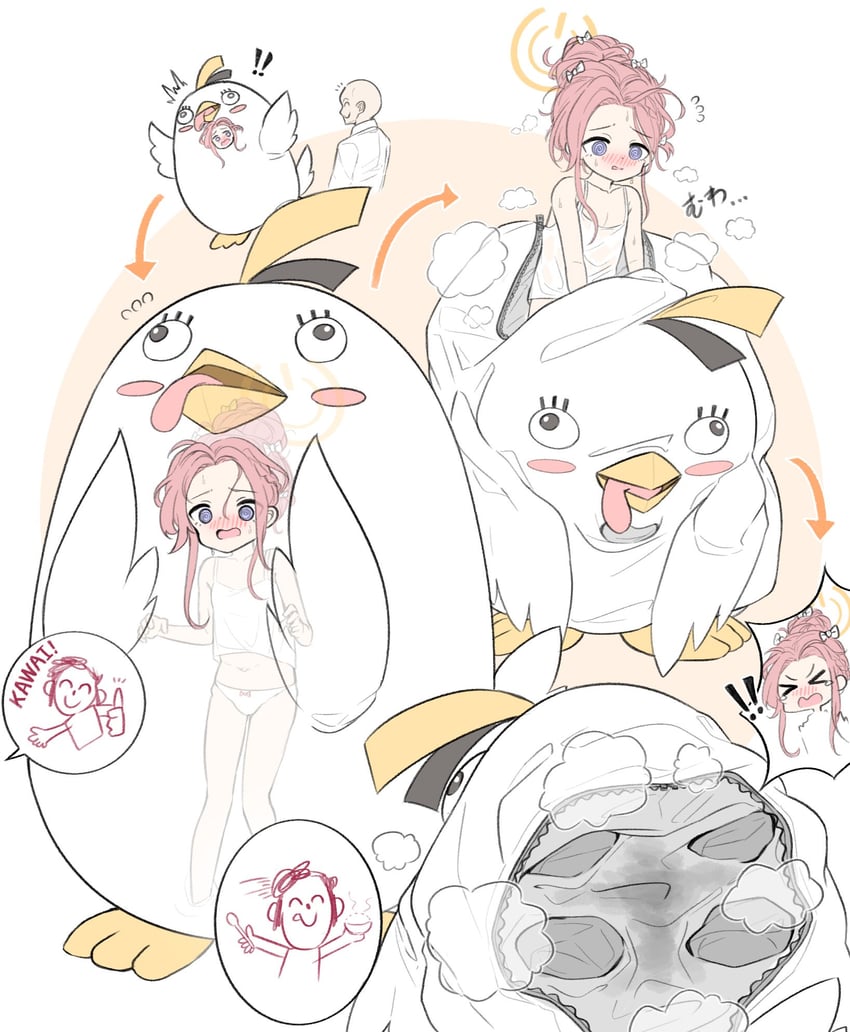 sensei, doodle sensei, yuzu, and peroro (blue archive) drawn by jokebag