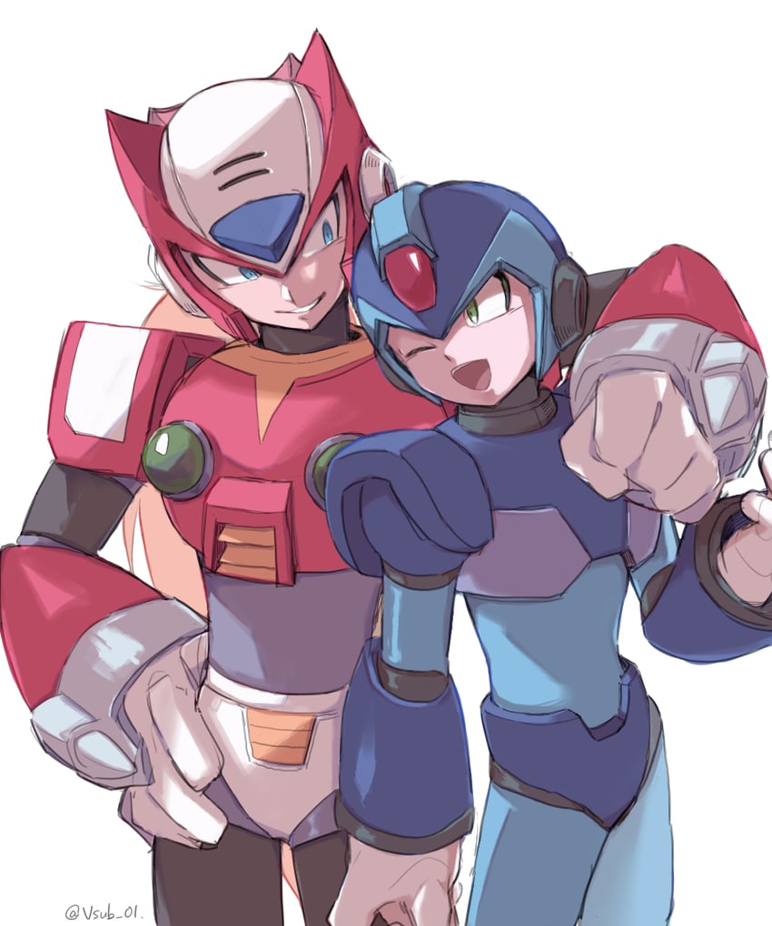 zero and x (mega man and 1 more) drawn by vani_(hisha_04)