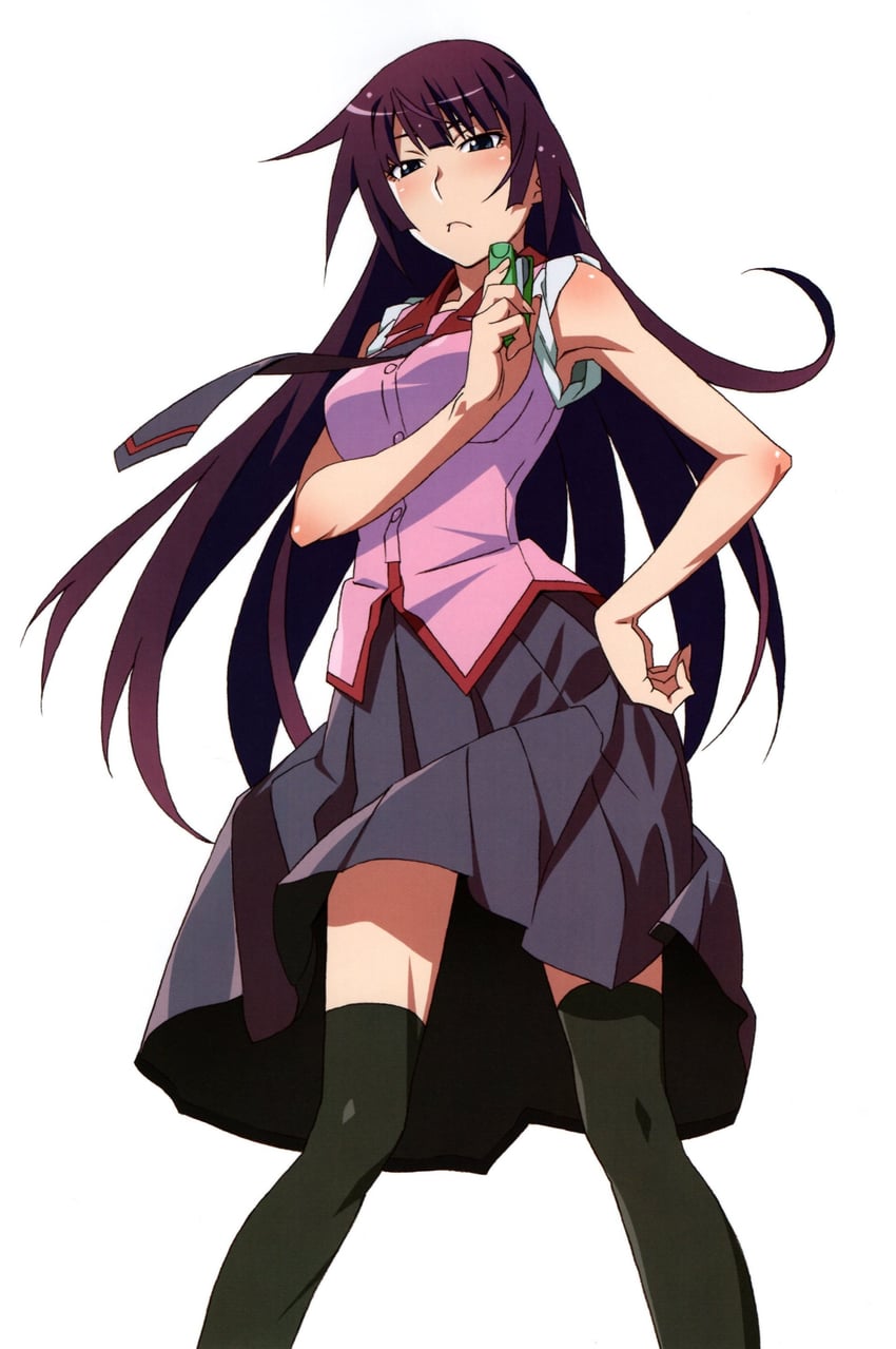 senjougahara hitagi (monogatari and 1 more) drawn by watanabe_akio