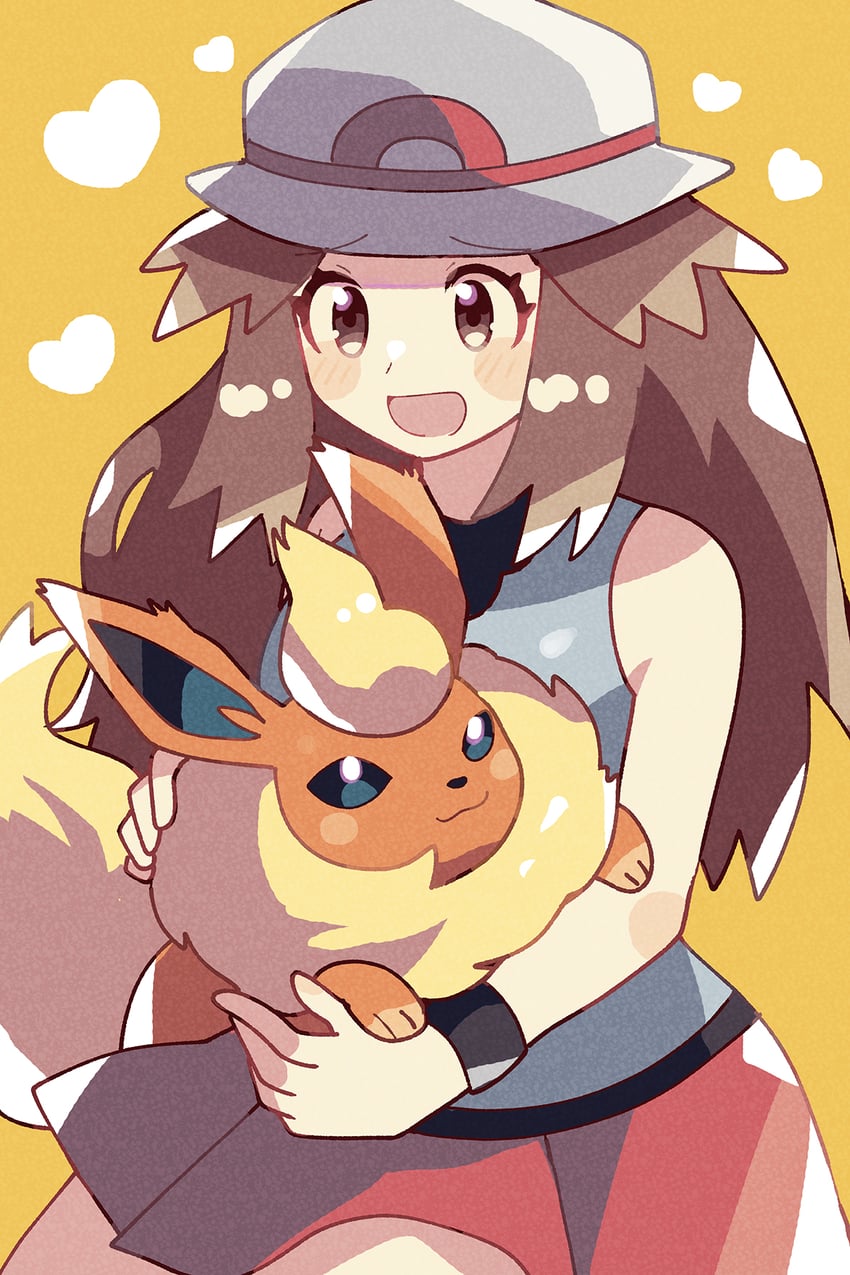 leaf and flareon (pokemon and 1 more) drawn by anidler91