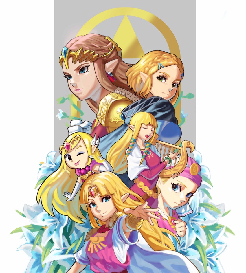 princess zelda, toon zelda, and young zelda (the legend of zelda and 6 more) drawn by calilo