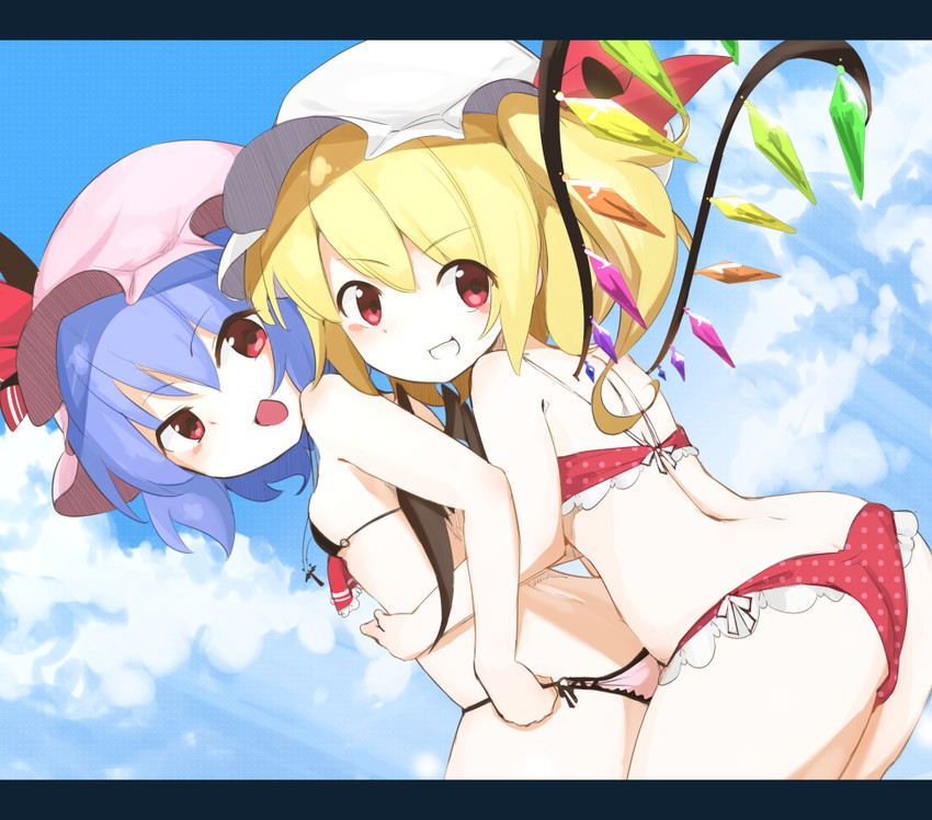 remilia scarlet and flandre scarlet (touhou) drawn by yukihiko_(sky_sleep)
