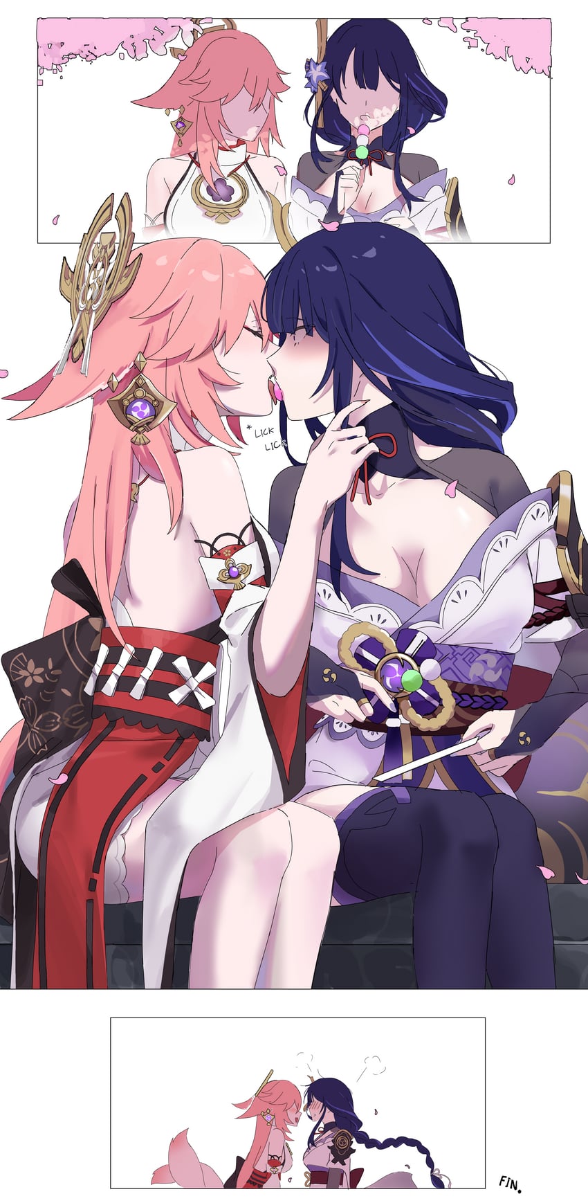 raiden shogun and yae miko (genshin impact) drawn by 64lv^