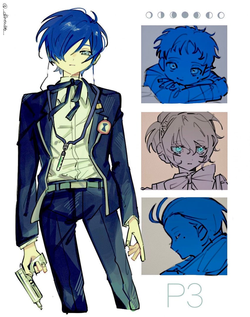 yuuki makoto, aigis, mochizuki ryouji, and pharos (persona and 1 more) drawn by morning_(d0nteat)
