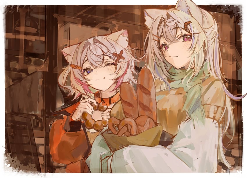 fuwawa abyssgard and mococo abyssgard (hololive and 1 more) drawn by naokomama