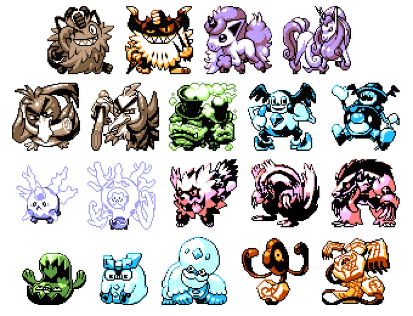 sirfetch'd, galarian ponyta, obstagoon, galarian zigzagoon, galarian rapidash, and 14 more (pokemon and 1 more) drawn by pat_attackerman