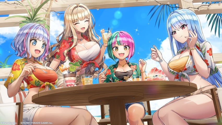 kirahoshi kanna, nayuki hiori, helly lewis, and kukuri tomo (dolphin wave) drawn by ootomo_takuji
